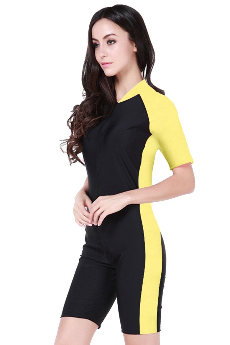 Swimsuit for Women one Piece Yellow Black-Women Asian 2XL = US XL